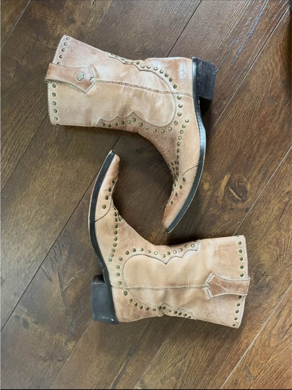 Vintage Harley Davidson Leather Studded Cowgirl Western Boots. Size 6.